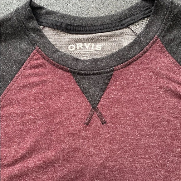 Orvis Shirt Mens Medium Burgundy Red Baseball Casual Pullover Sweatshirt - Picture 6 of 8